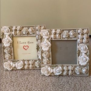 Two Cream and pale green rose frames